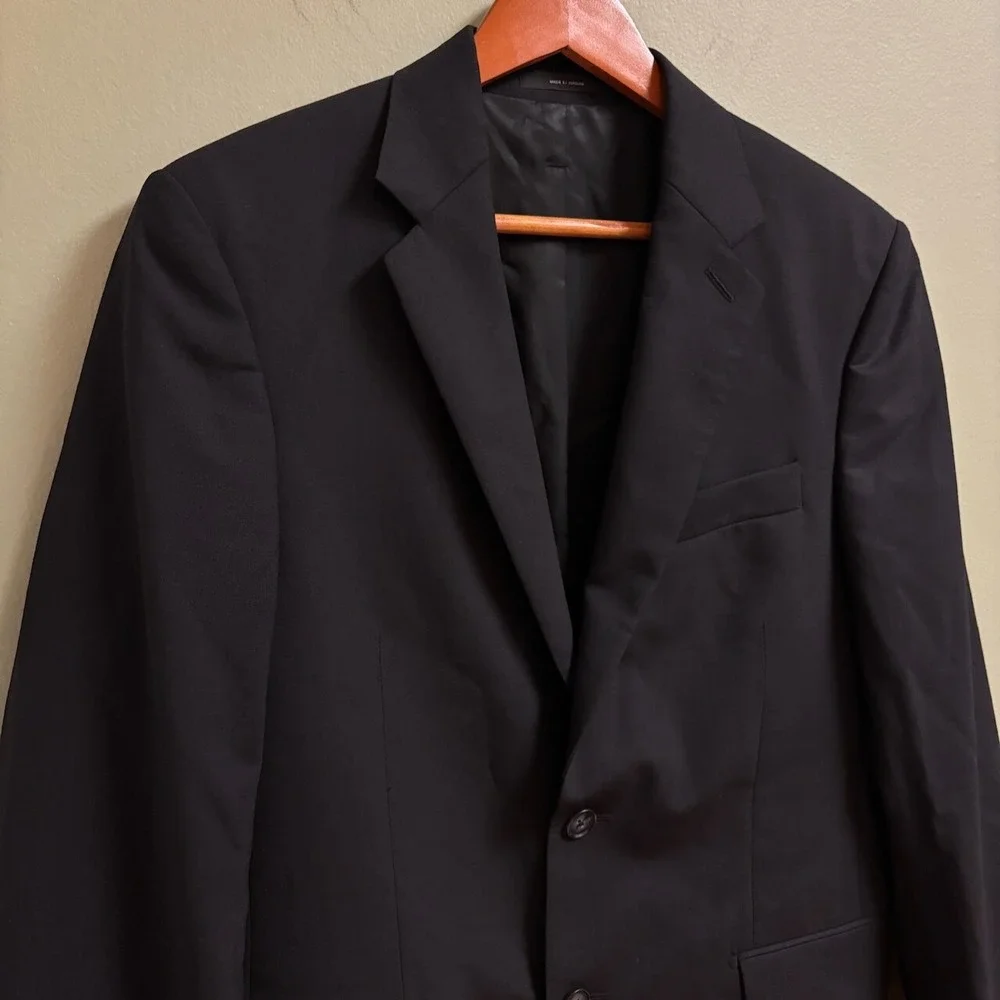 Express Mens Black Wool Blazer Size 38S Single Breasted Classic‎ Preppy